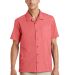 Port Authority S662    Textured Camp Shirt in Deep coral front view