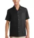 Port Authority S662    Textured Camp Shirt Black front view