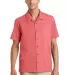 Port Authority S662    Textured Camp Shirt Deep Coral front view