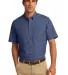 Port Authority S656    Short Sleeve Crosshatch Eas Deep Blue front view