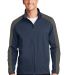 Port Authority J718    Active Colorblock Soft Shel in Dress bl ny/gs front view