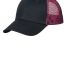 Port Authority C818    Double Mesh Snapback Sandwi in Blk/shock pink front view