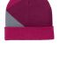 Port Authority C906    Cuffed Colorblock Beanie in Lgnbry/fchs/sv front view