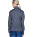 UltraClub 8618W Ladies' Cool & Dry Heathered Perfo in Navy heather back view
