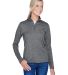 UltraClub 8618W Ladies' Cool & Dry Heathered Perfo in Black heather front view