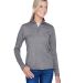 UltraClub 8618W Ladies' Cool & Dry Heathered Perfo in Charcoal heather front view