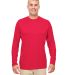 UltraClub 8622 Men's Cool & Dry Performance Long-S in Red front view
