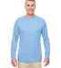 UltraClub 8622 Men's Cool & Dry Performance Long-S in Columbia blue front view