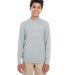 UltraClub 8622Y Youth Cool & Dry Performance Long- in Grey front view