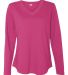 LAT 3761 Women's V-Neck French Terry Pullover HOT PINK front view