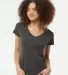 0214 Tultex Ladies' Slim Fit Fine Jersey V-Neck Te Charcoal front view