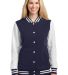 Sport Tek LST270 Sport-Tek Ladies Fleece Letterman in Tr navy/white front view