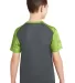 Sport Tek YST371 Sport-Tek Youth CamoHex Colorbloc in Iron gry/limes back view