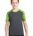Sport Tek YST371 Sport-Tek Youth CamoHex Colorbloc in Iron gry/limes front view