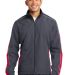 Sport Tek JST61 Sport-Tek Piped Colorblock Wind Ja in Grph gry/trred front view