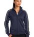 Sport Tek LST92 Sport-Tek Ladies Piped Tricot Trac Tr Nvy/Grey/Wh front view