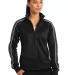 Sport Tek LST92 Sport-Tek Ladies Piped Tricot Trac Blk/Irn Gry/Wh front view