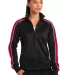 Sport Tek LST92 Sport-Tek Ladies Piped Tricot Trac Blk/Tr Red/Wht front view