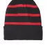 Sport Tek STC31 Sport-Tek Striped Beanie with Soli in Black/tr red front view