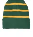 Sport Tek STC31 Sport-Tek Striped Beanie with Soli in Forest grn/gld front view