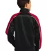 Sport Tek YST92 Sport-Tek Youth Piped Tricot Track Blk/Tr Red/Wht back view