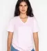 Los Angeles Apparel 24056 Fine Jersey V-Neck Tee Light Pink front view