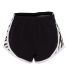 Boxercraft P62Y Girls' Velocity Running Shorts in Black/ white/ zebra front view