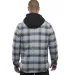 Burnside 8620 Quilted Flannel Full-Zip Hooded Jack in Grey/ blue back view