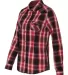 Burnside 5206 Women's Convertible Sleeve Flannel W Red/ Black side view