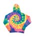 Dyenomite 854BMS Youth Multi-Color Swirl Hooded Sw Flo Rainbow Spiral front view