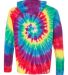 Dyenomite 430VR Tie-Dyed Hooded Pullover T-Shirt Classic Rainbow Spiral back view