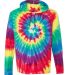 Dyenomite 430VR Tie-Dyed Hooded Pullover T-Shirt Classic Rainbow Spiral front view