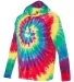 Dyenomite 430VR Tie-Dyed Hooded Pullover T-Shirt in Classic rainbow spiral side view