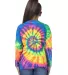 Dyenomite 24BMS Youth Spiral Tie Dye Long Sleeve in Fluorescent rainbow spiral back view