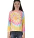 Dyenomite 24BMS Youth Spiral Tie Dye Long Sleeve in Aerial spiral front view