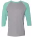 Jerzees 601RR Dri-Power Active Triblend Baseball R Oxford/ Mint Heather front view