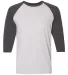 Jerzees 601RR Dri-Power Active Triblend Baseball R White Heather/ Black Heather front view