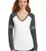 DM477 District Made Ladies Game Long Sleeve V-Neck White/He Char front view