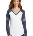 DM477 District Made Ladies Game Long Sleeve V-Neck White/Tr He Ny front view