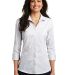 242 LW643 Port Authority Ladies 3/4-Sleeve Micro T in White/dark gry front view