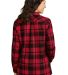 242 LW668 Port Authority Ladies Plaid Flannel Tuni in Engine red/blk back view