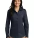 242 LW100 Port Authority Ladies Long Sleeve Carefr River Blue Nvy front view
