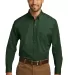 242 W100 Port Authority Long Sleeve Carefree Popli Deep Forest Gn front view