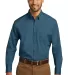 242 W100 Port Authority Long Sleeve Carefree Popli Dusty Blue front view