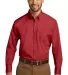 242 W100 Port Authority Long Sleeve Carefree Popli Rich Red front view