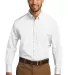 242 W100 Port Authority Long Sleeve Carefree Popli White front view