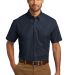 242 W101 Port Authority Short Sleeve Carefree Popl in River blue nvy front view