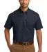 242 W101 Port Authority Short Sleeve Carefree Popl River Blue Nvy front view