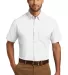 242 W101 Port Authority Short Sleeve Carefree Popl White front view