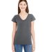 49 380VL Women's Lightweight Fitted V-Neck Tee CHARCOAL front view